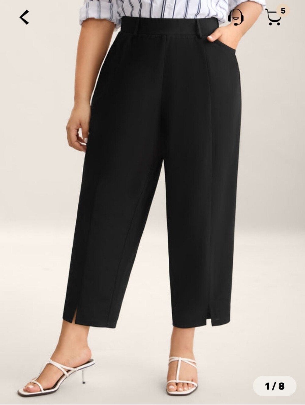 BloomChic Black Straight-Leg Pants with Ankle Slits